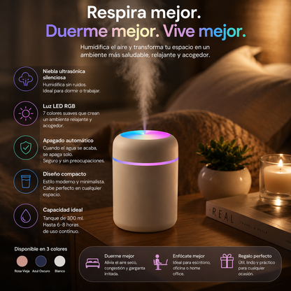 Humidificador RGB Glow con luz de 7 colores – foto 1